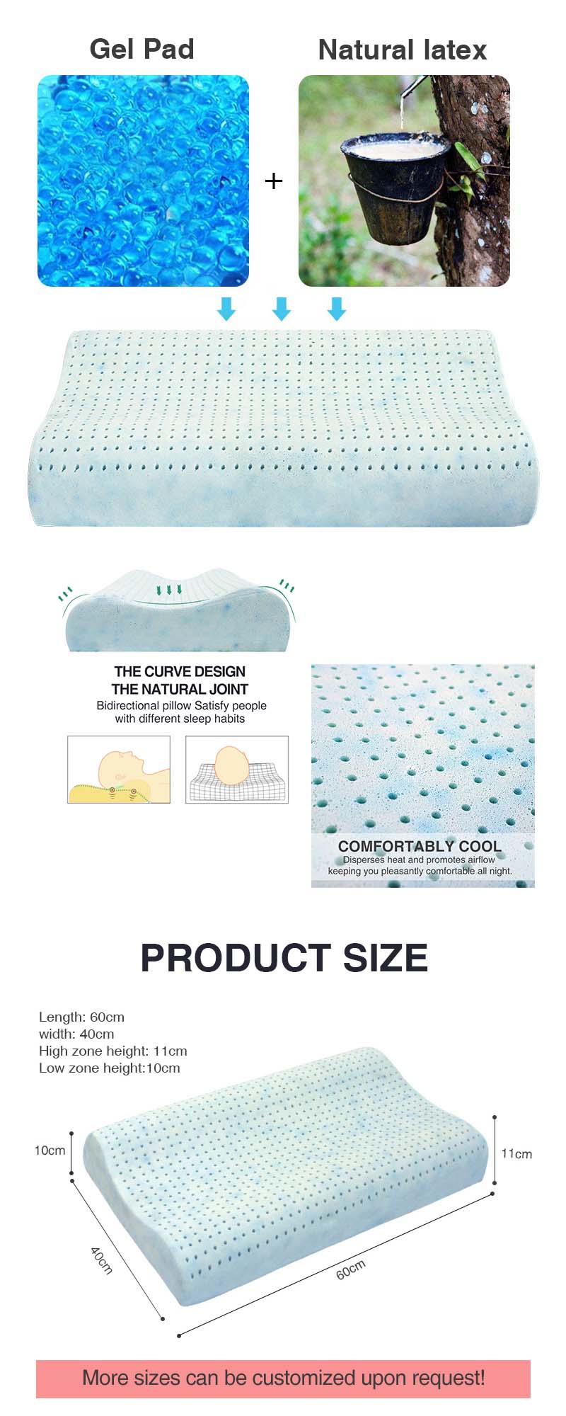 Wave Shape Gel Latex Pillow